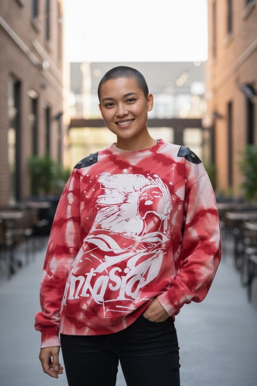Vintage Fantasia Red Cream Tie Dye Graphic Sweatshirt XL